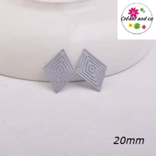 Breloque estampe losange gris 20mm