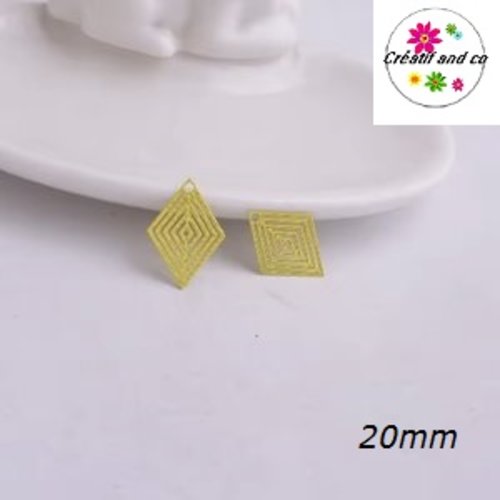 Breloque estampe losange jaune 20mm
