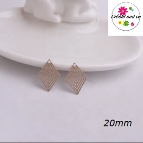 Breloque estampe losange kraft  20mm