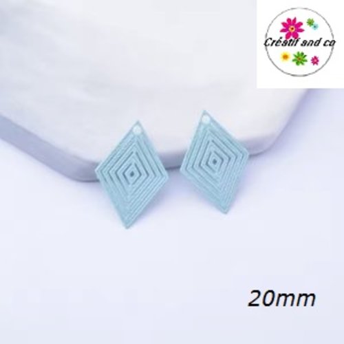 Breloque estampe losange bleu clair 20mm