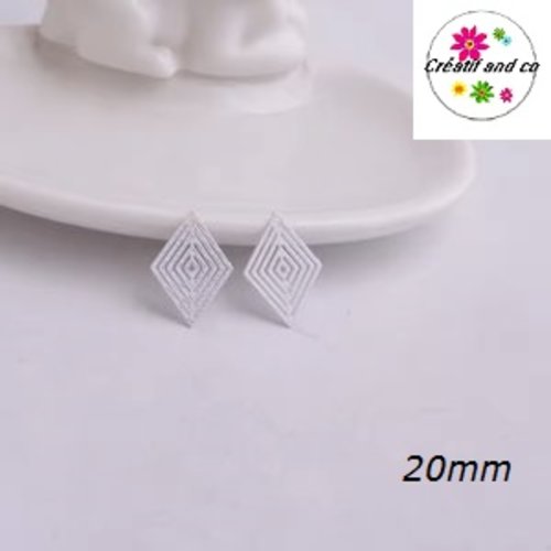 Breloque estampe losange blanc 20mm