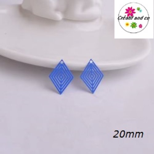 Breloque estampe losange bleu 20mm