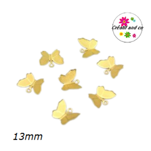 Breloque papillon doré 13mm
