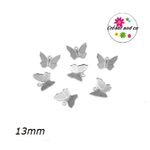 Breloque papillon argenté 13mm