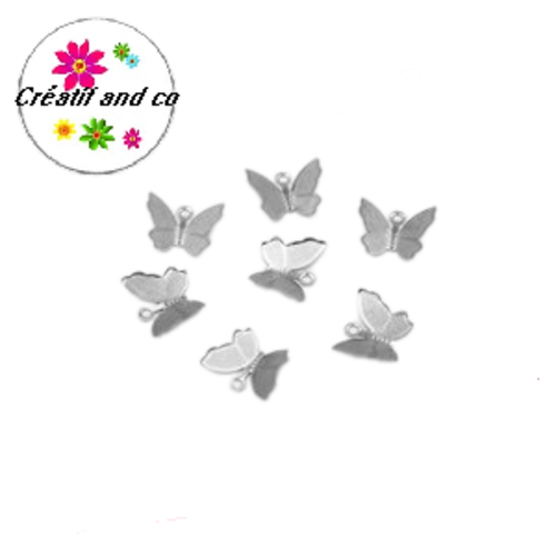 Breloque papillon argenté 11x13mm