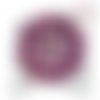 X2 cabochons dôme fil paillette fuchsia résine 12mm