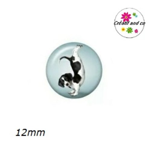 X2 cabochons chien posture yoga 12mm