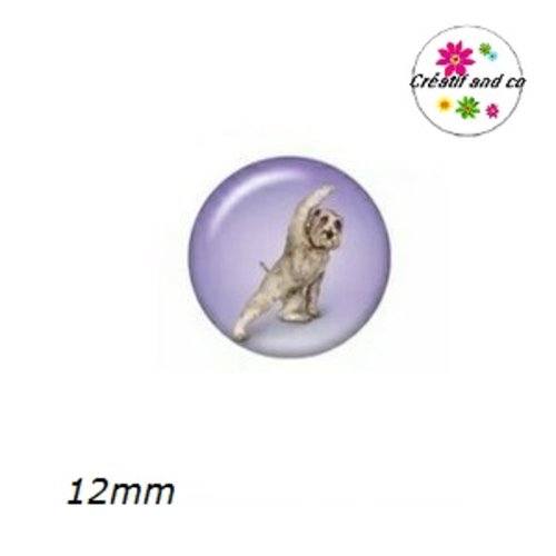 X2 cabochons chien posture yoga 12mm