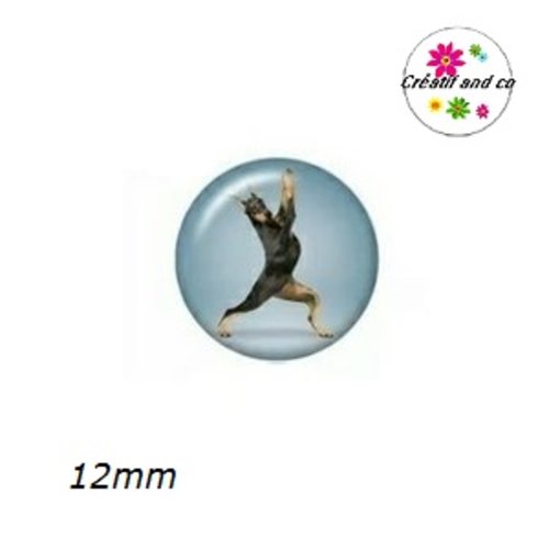X2 cabochons chien posture yoga 12mm