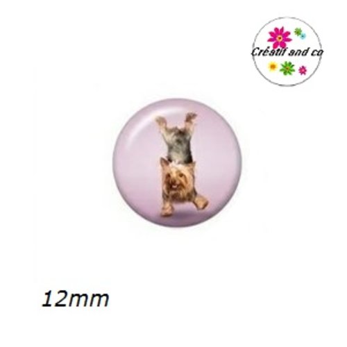 X2 cabochons chien posture yoga 12mm