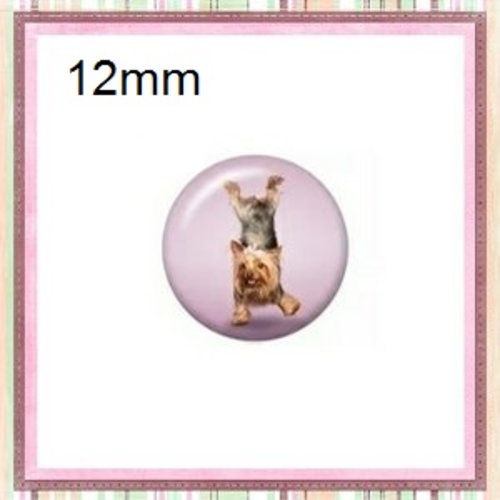 X2 cabochons chien posture yoga 12mm
