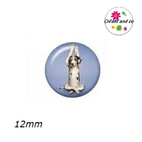 X2 cabochons chien posture yoga 12mm