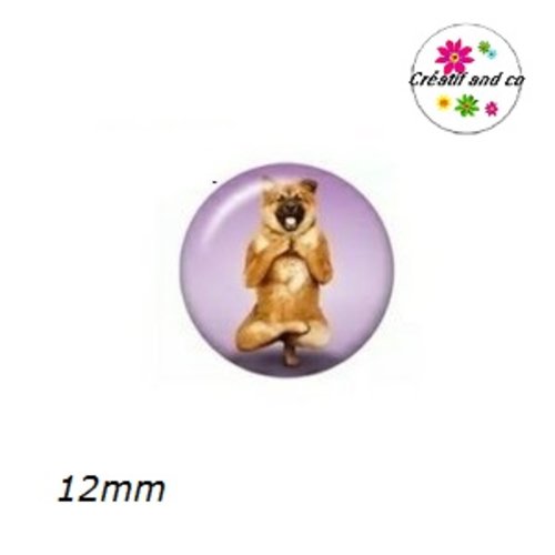 X2 cabochons chien posture yoga 12mm