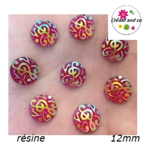 X2 cabochons note de musique rouge résine 12mm