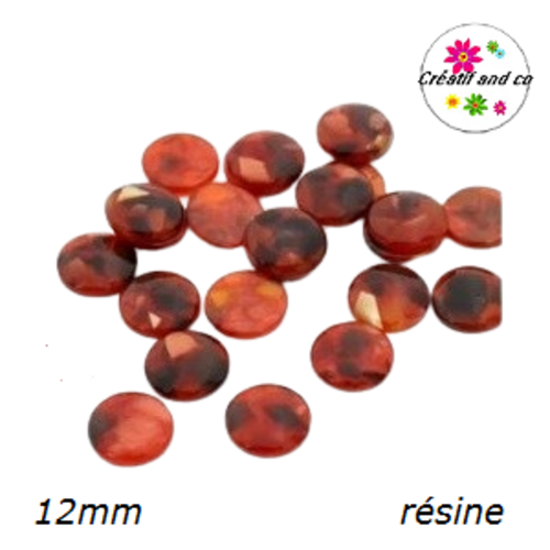 X2 cabochons  irisés marrons résine 12mm