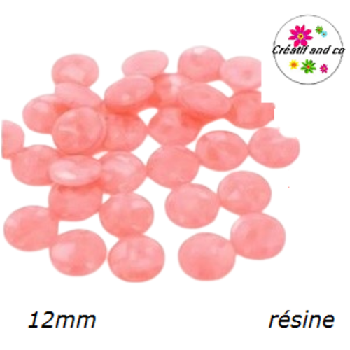 X2 cabochons irisés roses résine 12mm