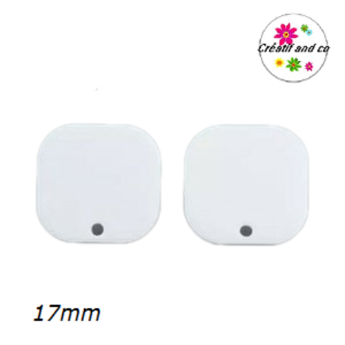 Clou oreille carré blanc acrylique et tige argent 925