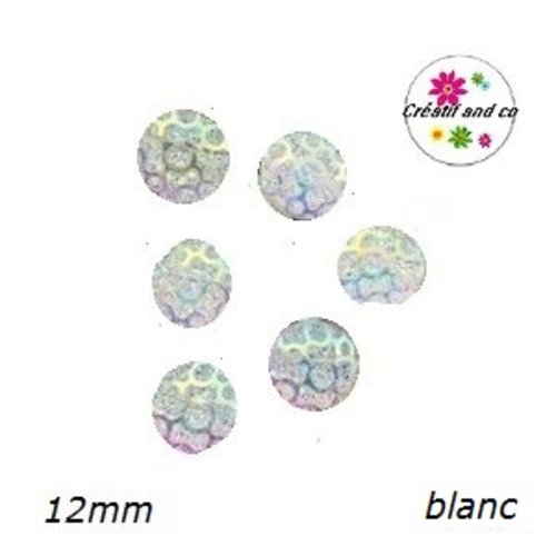 X2 cabochons nid d'abeille résine blanc 12mm