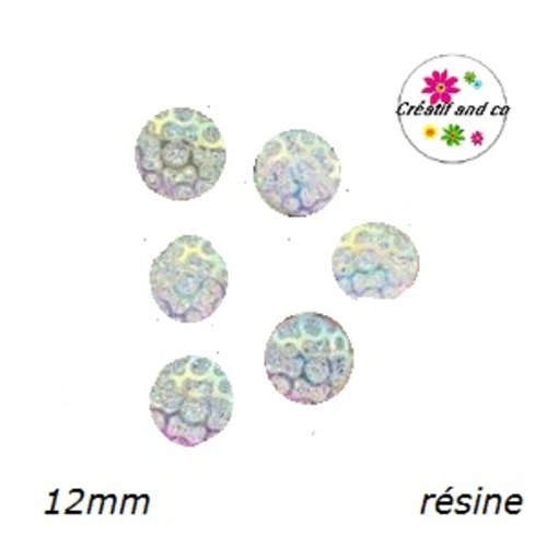 X2 cabochons nid d'abeille blanc résine 12mm