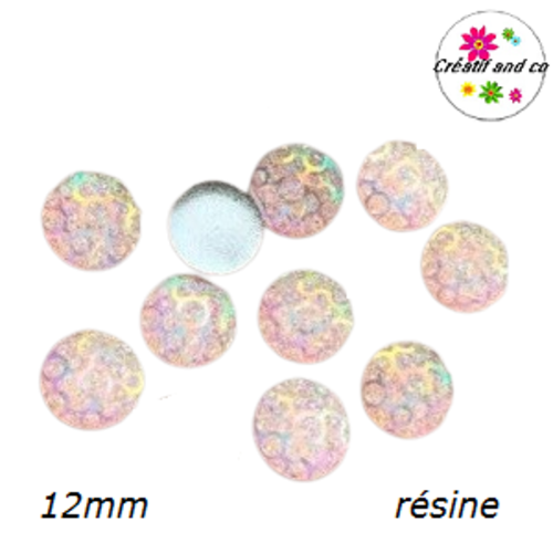 X2 cabochons nid d'abeille rose poudré résine 12mm