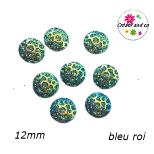 X2 cabochons nid d'abeille résine bleu roi 12mm