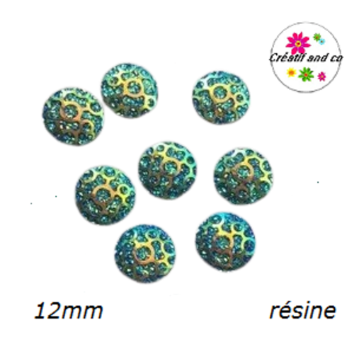 X2 cabochons nid d'abeille bleu roi résine 12mm
