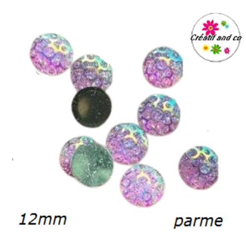 X2 cabochons nid d'abeille résine parme 12mm