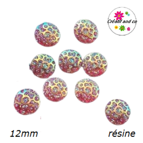 X2 cabochons nid d'abeille rouge résine 12mm