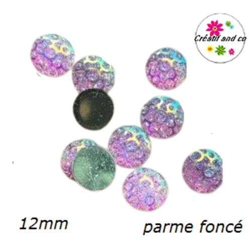 X2 cabochons nid d'abeille résine parme foncé 12mm