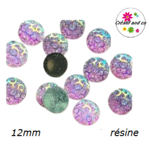 X2 cabochons nid d'abeille parme foncé résine 12mm