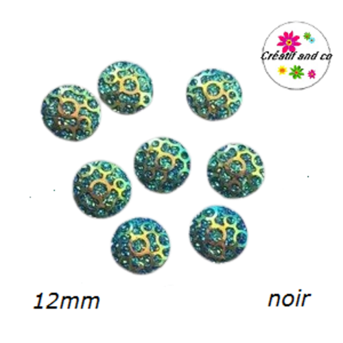 X2 cabochons nid d'abeille résine noir 12mm