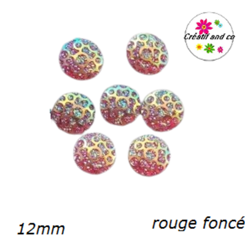 X2 cabochons nid d'abeiller résine rouge foncé 12mm