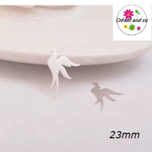 Breloque estampe colombe argent  23mm
