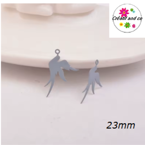 Breloque estampe colombe grise 23mm