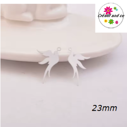 Breloque estampe colombe blanche  23mm