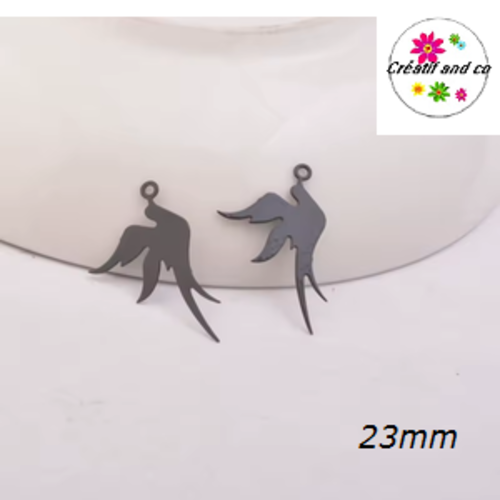 Breloque estampe colombe noire 23mm