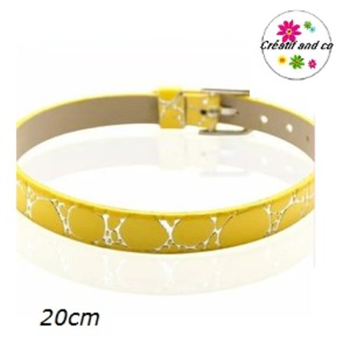 Bracelet simili cuir jaune/argent 20cm