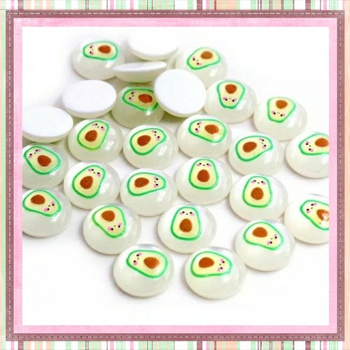 X2 cabochons résine motif poire 12mm