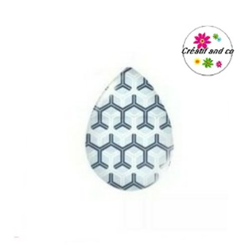 Cabochon goutte motif géomètrique 18x25mm