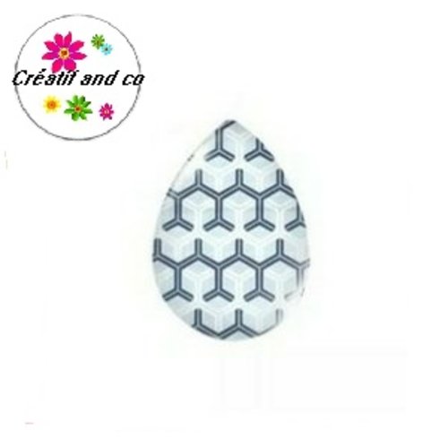 Cabochon goutte motif géomètrique 18x25mm