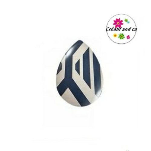 Cabochon goutte motif géomètrique 18x25mm