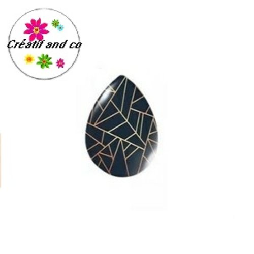 Cabochon goutte motif géomètrique 18x25mm
