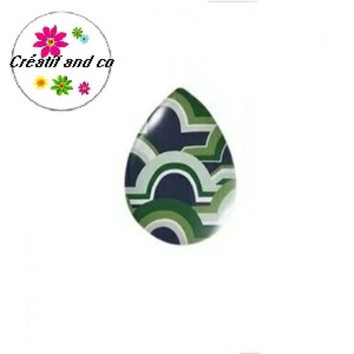 Cabochon goutte motif géomètrique 18x25mm