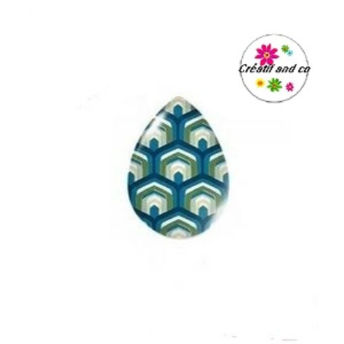 Cabochon goutte motif géomètrique 18x25mm