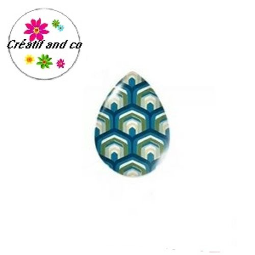 Cabochon goutte motif géomètrique 18x25mm