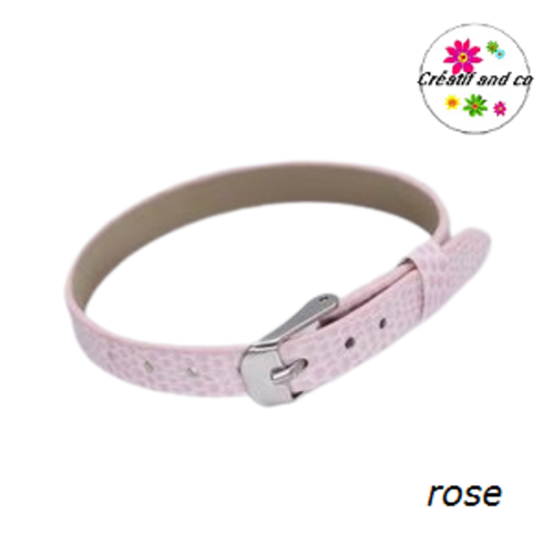Bracelet simili cuir croco rose 20cm