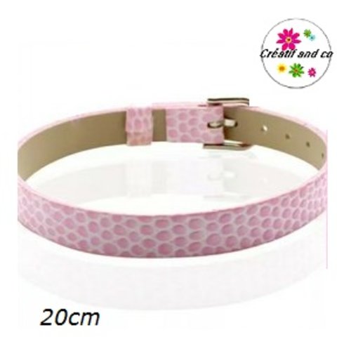Bracelet simili cuir croco rose 20cm