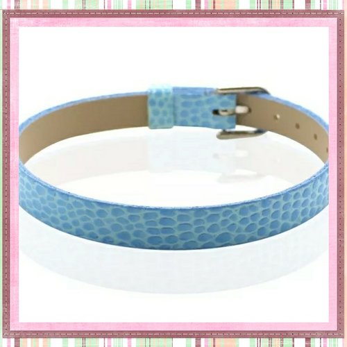 Bracelet simili cuir croco bleu 20cm