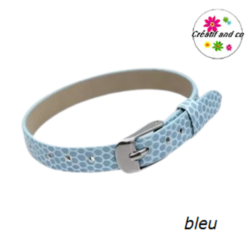 Bracelet simili cuir croco bleu 20cm