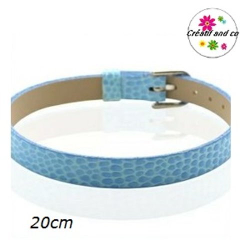 Bracelet simili cuir croco bleu 20cm